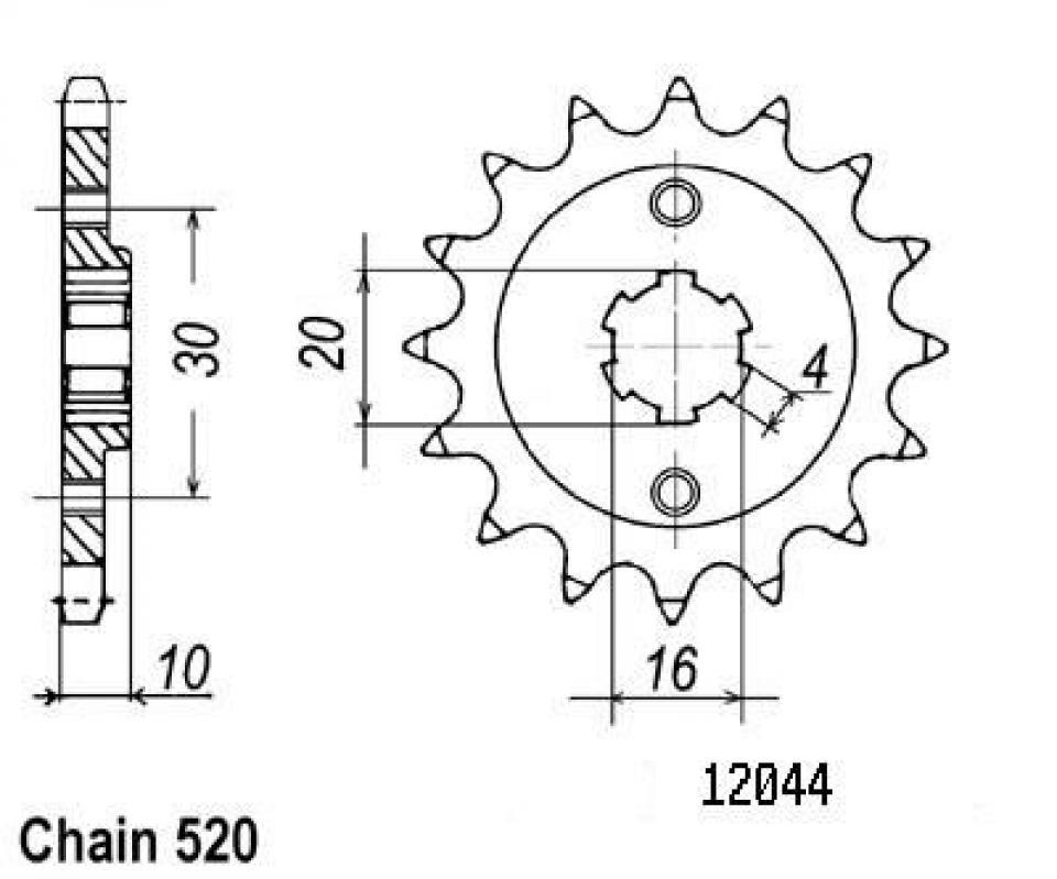 Pignon de sortie de boite Sifam pour Moto Cagiva 125 Blues 1987 à 1995 14 dents pas 520 Neuf