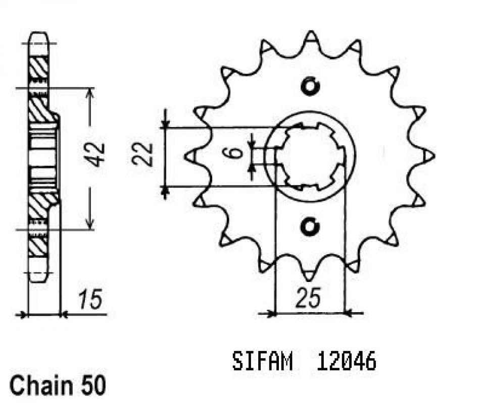 Pignon sortie boite Sifam pour moto Honda 400 Ns R 1985 à 1990 16 dts P530 Neuf