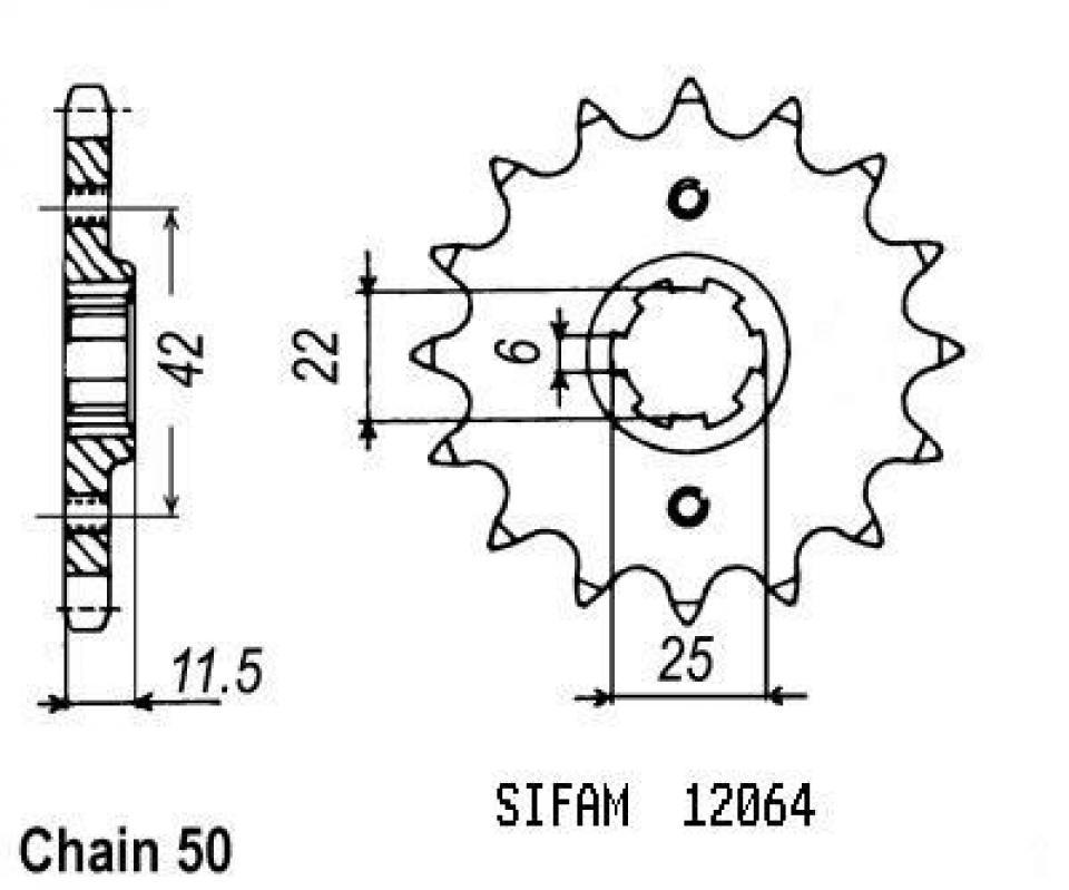 Pignon de sortie de boite Sifam pour Moto Honda 500 Ft C 1982 à 1984 15 dents pas 530 Neuf
