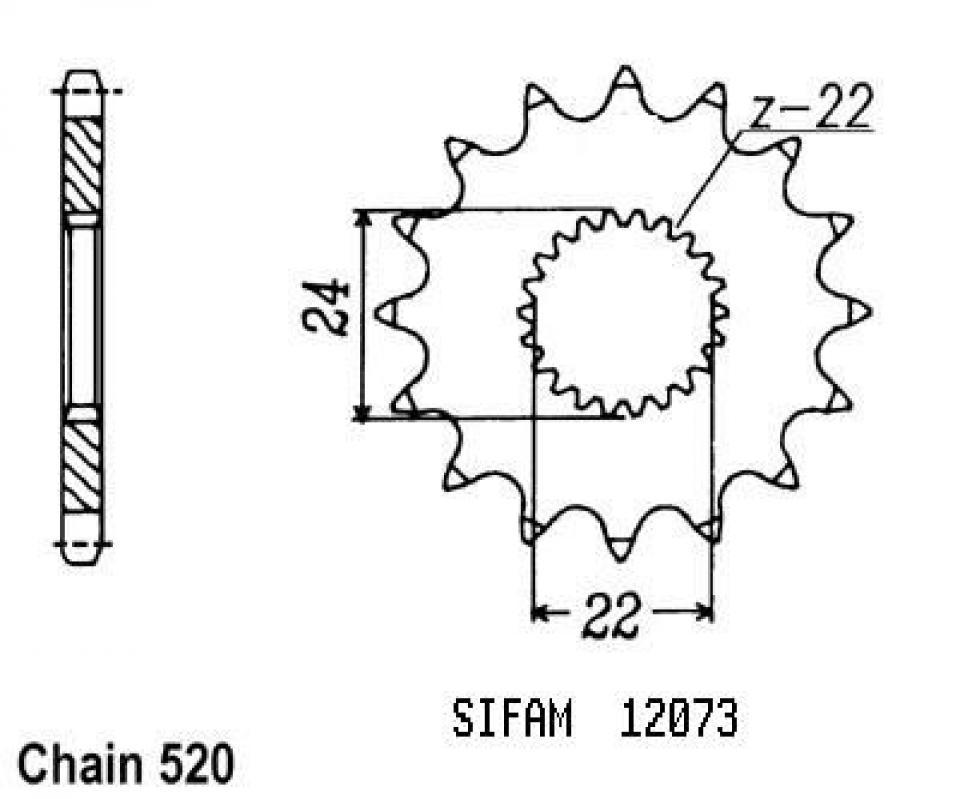 Pignon de sortie de boite Sifam pour Moto Aprilia 300 Climber 1989 à 1995 Neuf