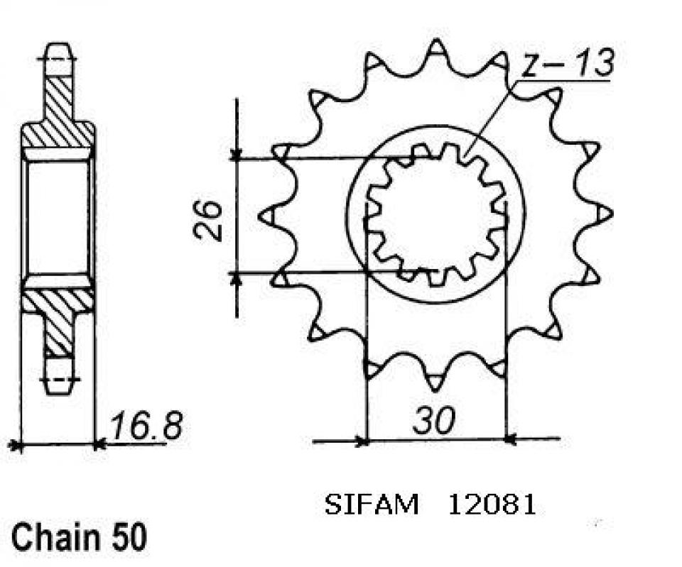 Pignon de sortie de boite Sifam pour Honda 750 Vf C Magna 17 dents pas 530 Neuf