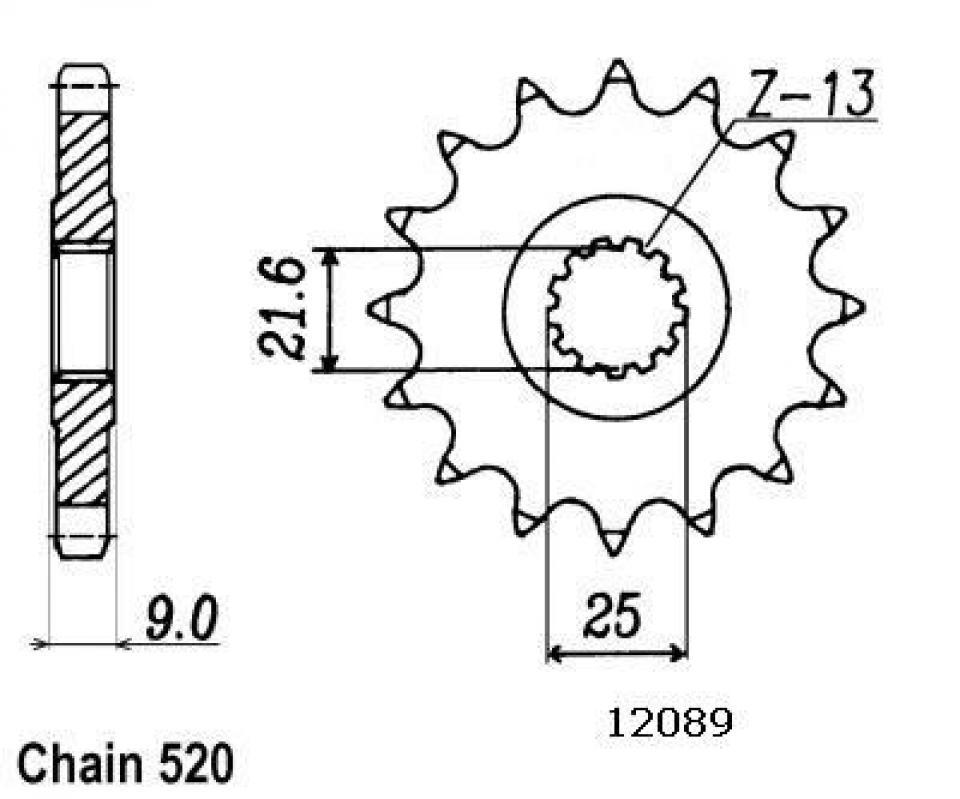 Pignon de sortie de boite Sifam pour Moto Kawasaki 600 Zx-6 R Ninja 2007 à 2016 16 dents pas 520 Neuf