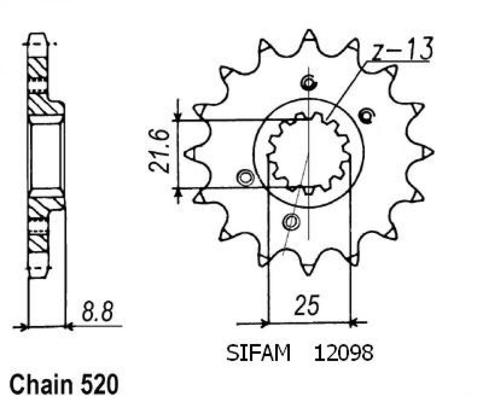 Pignon de sortie de boite Sifam pour Moto Honda 600 XR R 1991 à 2000 Neuf