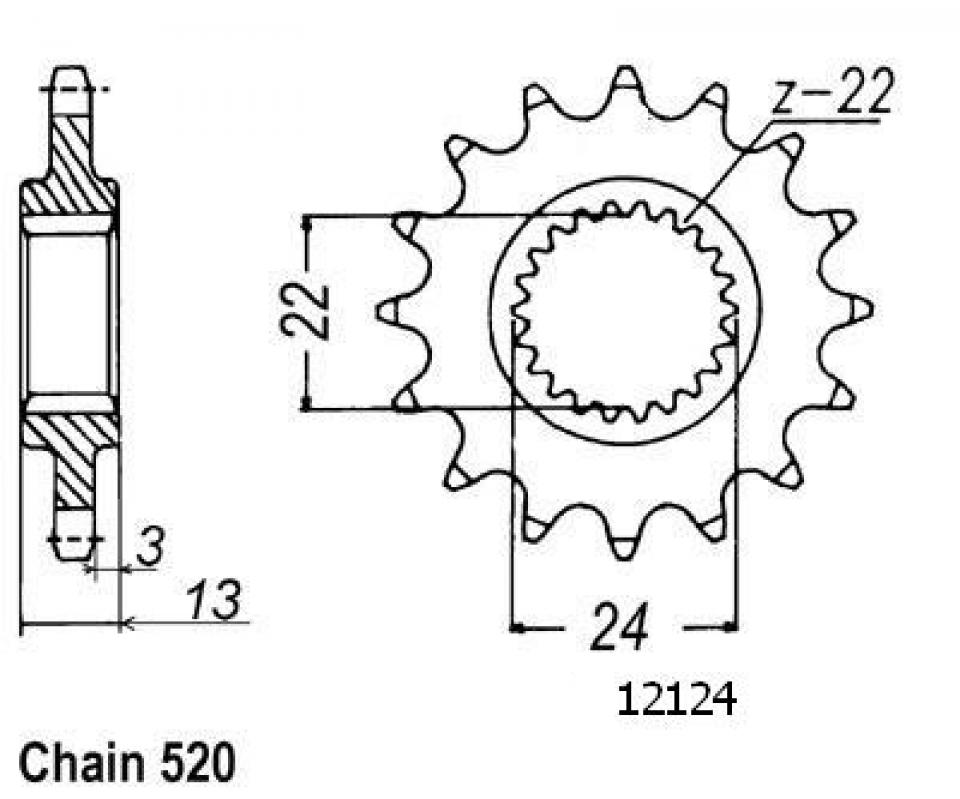 Pignon de sortie de boite Sifam pour Moto Aprilia 650 Pegaso 1991 à 1996 16 dents pas 520 Neuf