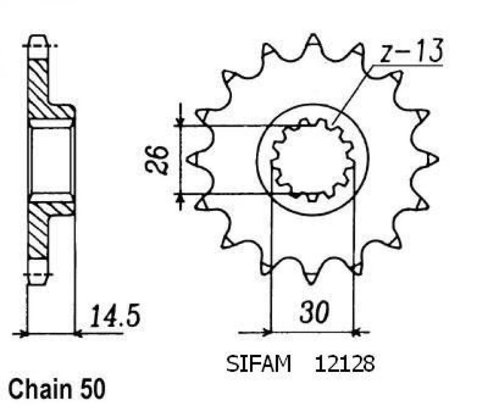 Pignon de sortie de boite Sifam pour Moto Honda 1000 Cbx B/C 1981 à 1982 18 dents pas 530 Neuf
