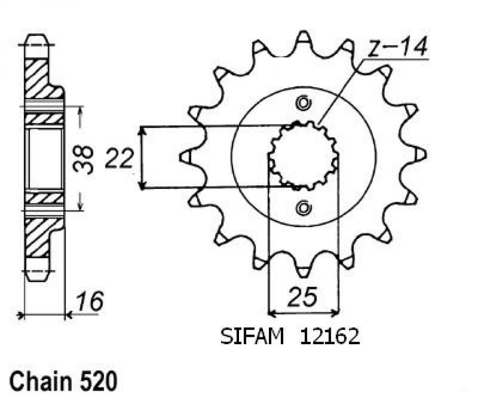 Pignon de sortie de boite Sifam pour Moto Ducati 800 Supersport Ss 2003 à 2005 15 dents pas 520 Neuf