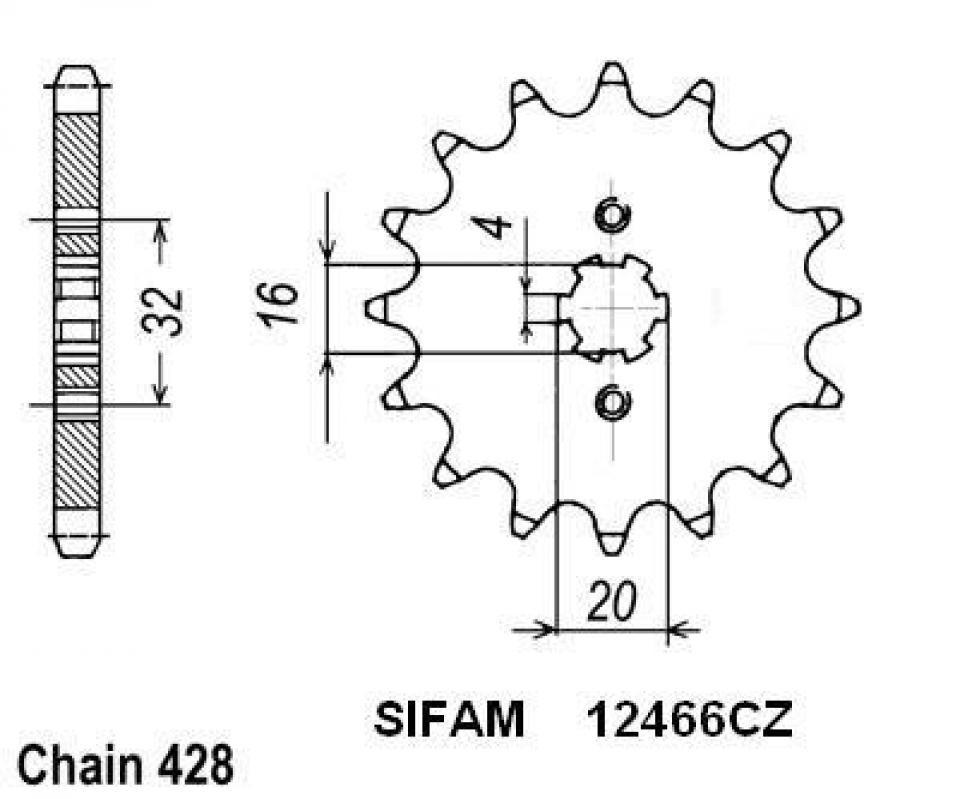 Pignon de sortie de boite Sifam pour Moto Neuf