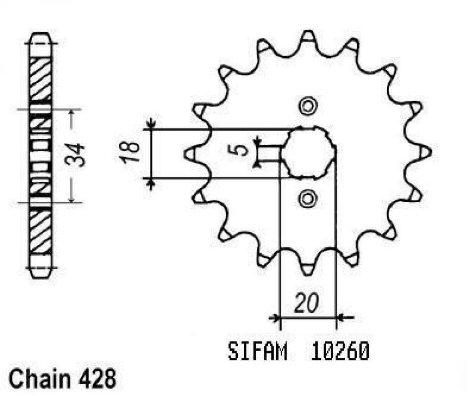 Pignon de sortie de boite Esjot pour Moto Kymco 125 Sector 1999 à 2003 15 dents pas 428 Neuf