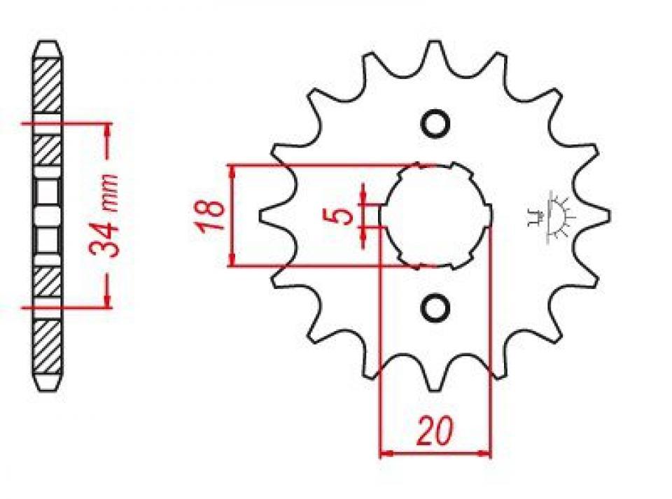 Pignon de sortie de boite Esjot pour Moto Kymco 125 Hipster 2000 à 2005 16 dents pas 428 Neuf
