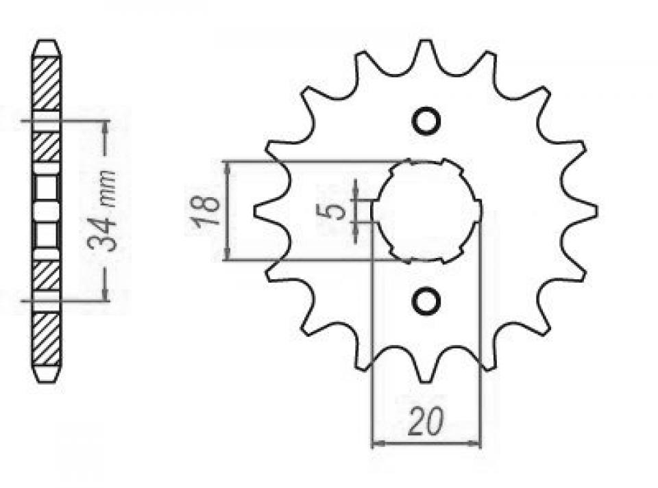 Pignon de sortie de boite Esjot pour Moto Kymco 125 Hipster 2000 à 2005 16 dents pas 428 Neuf