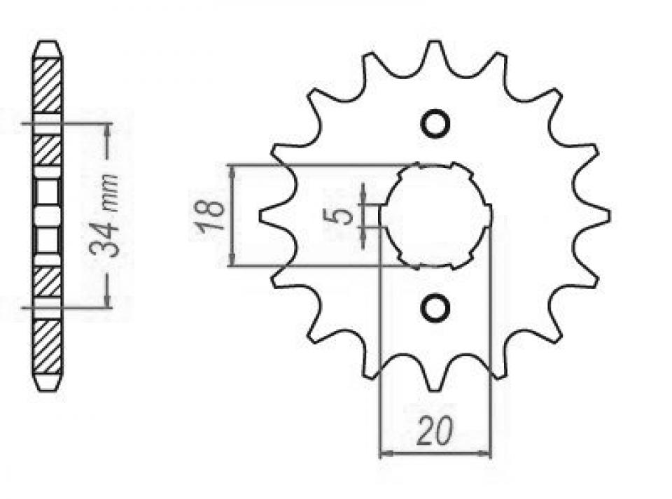 Pignon de sortie de boite Esjot pour Moto Kymco 125 Hipster 2000 à 2005 16 dents pas 428 Neuf