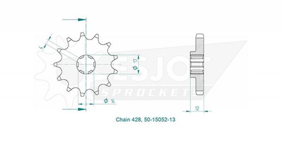Pignon de sortie de boite Esjot pour Moto Aprilia 125 RS4 2011 à 2016 13 dents pas 428 Neuf