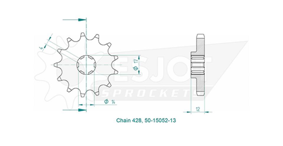 Pignon de sortie de boite Esjot pour Moto Aprilia 125 RS4 2011 à 2016 13 dents pas 428 Neuf