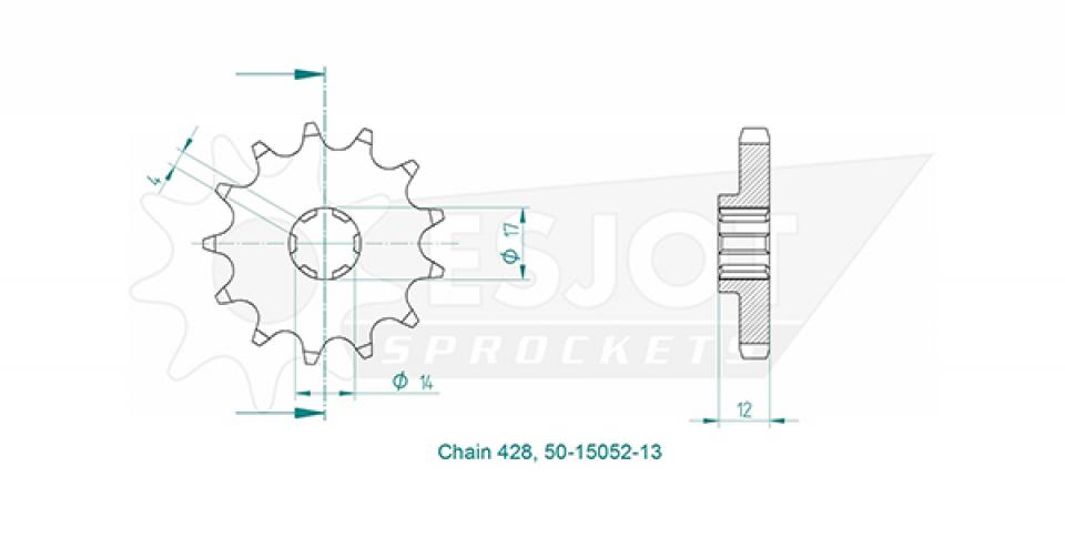 Pignon de sortie de boite Esjot pour Moto Aprilia 125 RS4 2011 à 2016 13 dents pas 428 Neuf