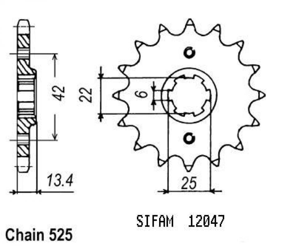 Pignon de sortie de boite Esjot pour Moto Honda 350 Cb Sg Sj 1986 à 1990 16 dents pas 525 Neuf