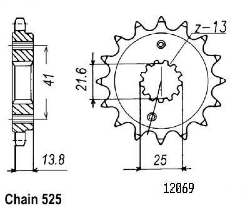 Pignon de sortie de boite Esjot pour Moto Honda 600 Vt C Shadow 1989 à 1998 16 dents pas 525 Neuf