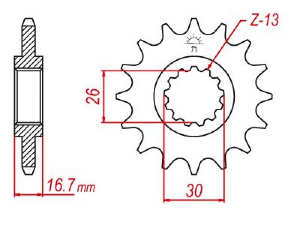 Pignon de sortie de boite Esjot pour Moto Honda 1100 Cmx Rebel 2021 à 2023 16 dents pas 525 Neuf