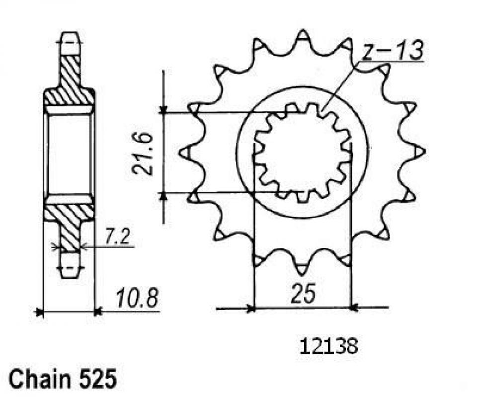 Pignon de sortie de boite Esjot pour Moto Yamaha 600 YZF R6 2006 à 2013 16 dents pas 525 Neuf