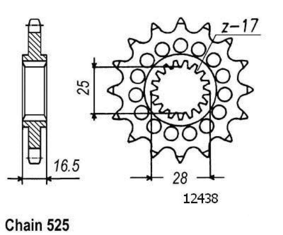 Pignon de sortie de boite Esjot pour Moto KTM 990 Supermoto 2008 à 2010 17 dents pas 525 Neuf