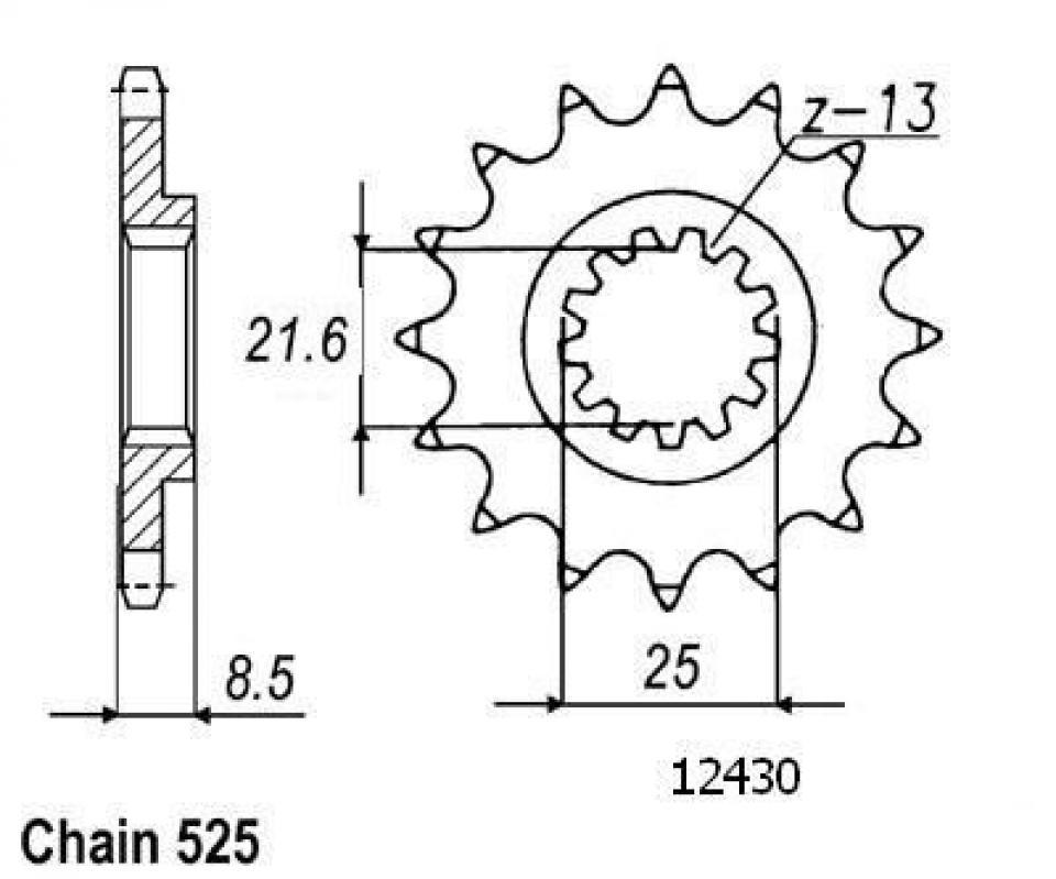 Pignon de sortie de boite Esjot pour Moto Kawasaki 1000 Zx-10 R Ninja 2004 à 2010 17 dents pas 525 Neuf