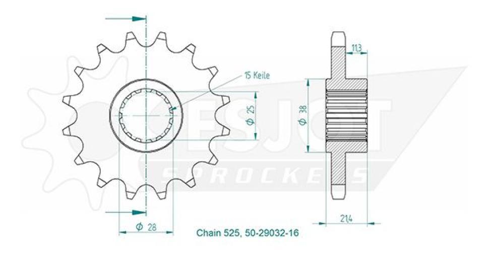 Pignon de sortie de boite Esjot pour Moto Aprilia 750 Sl Shiver 2007 à 2017 16 dents pas 525 Neuf