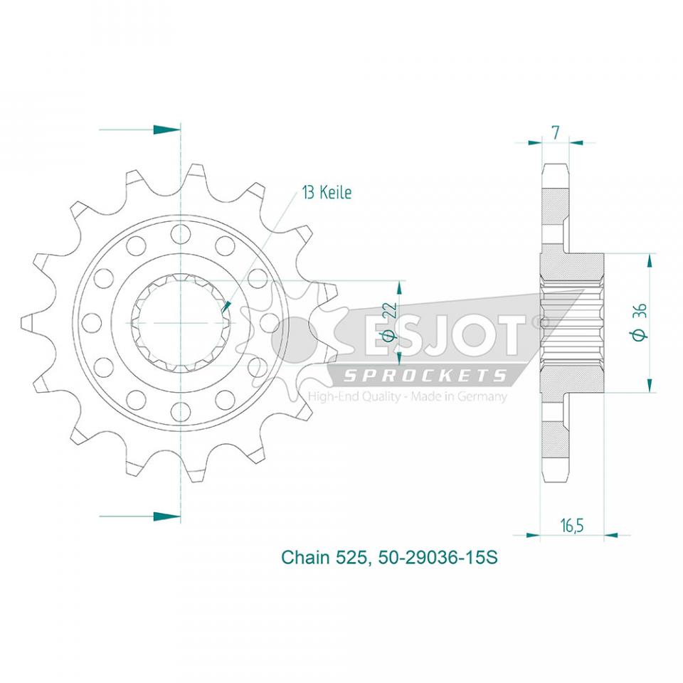 Pignon de sortie de boite Esjot pour Moto Ducati 1000 Monster S4R S 2006 à 2008 Neuf