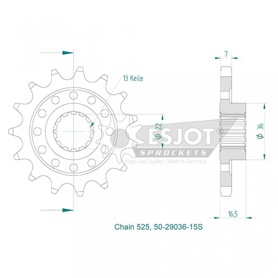 Pignon de sortie de boite Esjot pour Moto Ducati 1000 Monster S4R S 2006 à 2008 Neuf
