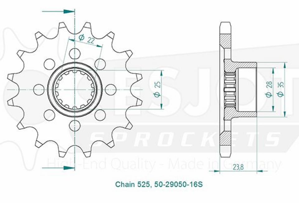 Pignon de sortie de boite Esjot pour Moto MV Agusta 800 Dragster 2015 à 2017 Neuf