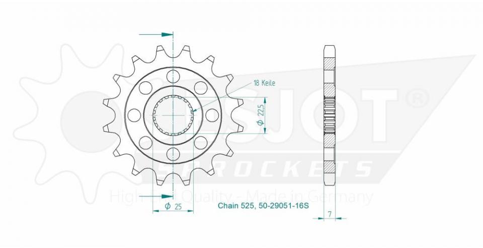 Pignon de sortie de boite Esjot pour Moto Triumph 1200 Thruxton R 2016 à 2021 16 dents pas 525 Neuf