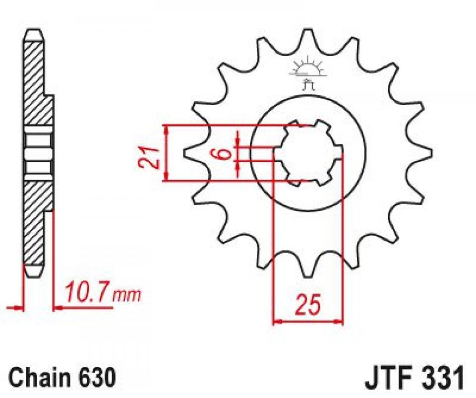 Pignon de sortie de boite Esjot pour Moto Honda 750 Cb F2 1978 15 dents pas 630 Neuf