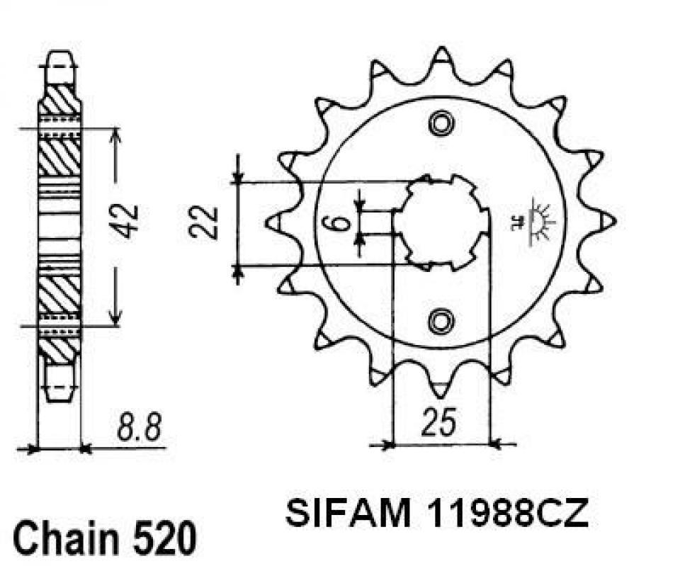 Pignon de sortie de boite Esjot pour Moto Honda 400 Cb N 1979 à 1982 16 dents pas 520 Neuf