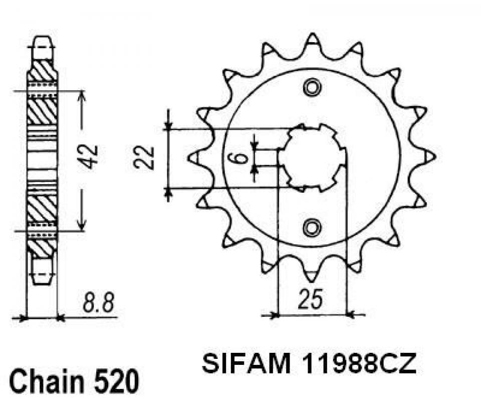 Pignon de sortie de boite Esjot pour Moto Honda 400 Cb N 1979 à 1982 16 dents pas 520 Neuf