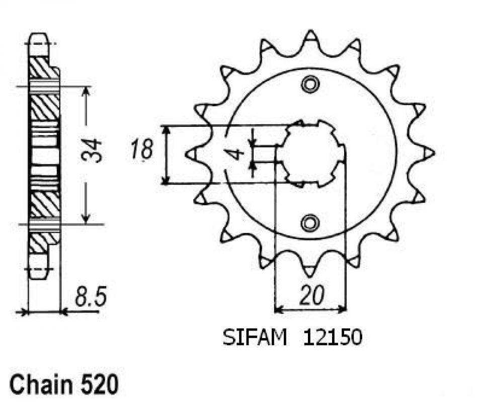 Pignon de sortie de boite Esjot pour Moto Honda 250 CB Two Fifty 1992 à 2005 Neuf