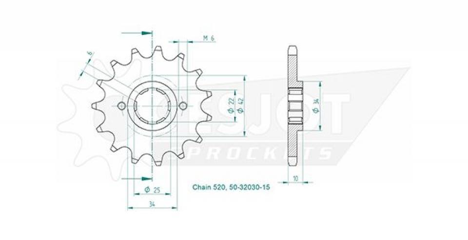 Pignon de sortie de boite Esjot pour Moto Honda 650 Nx Dominator 1988 15 dents pas 520 Neuf