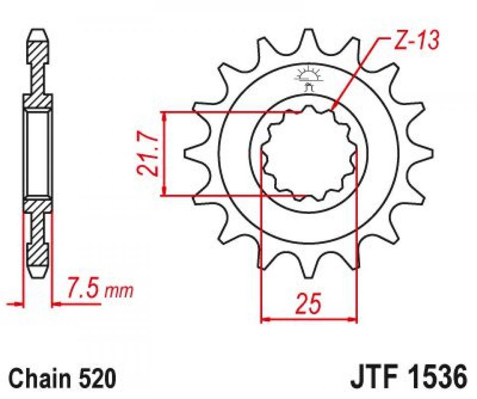 Pignon de sortie de boite Esjot pour Moto Yamaha 750 XTZ Super tenere 1989 à 1998 16 dents pas 520 Neuf
