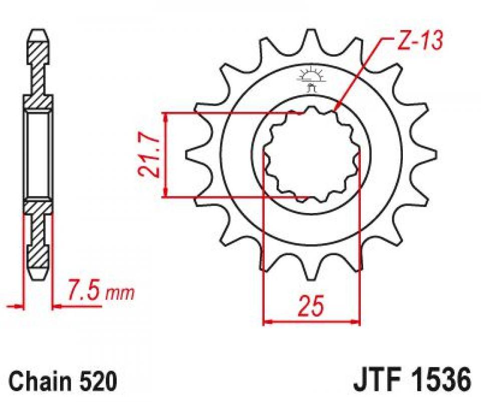 Pignon de sortie de boite Esjot pour Moto Yamaha 750 XTZ Super tenere 1989 à 1998 16 dents pas 520 Neuf