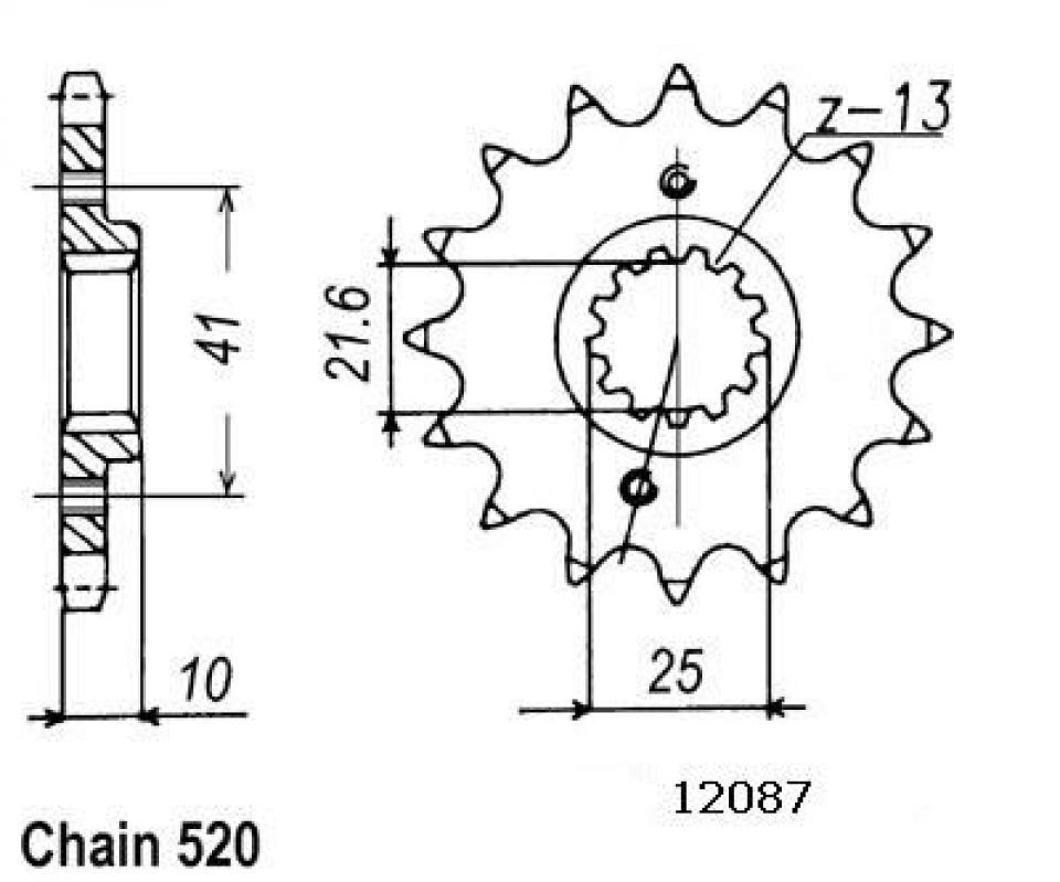 Pignon de sortie de boite Esjot pour Moto Honda 650 SLR 1997 à 1998 14 dents pas 520 Neuf