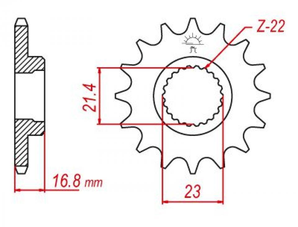 Pignon de sortie de boite Esjot pour Moto Yamaha 600 Xj S Diversion 1992 à 2002 16 dents pas 520 Neuf