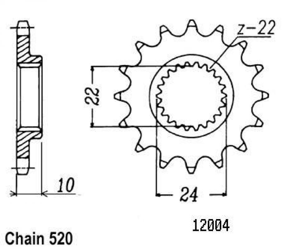 Pignon de sortie de boite Esjot pour Moto Aprilia 650 Pegaso 1997 à 2004 16 dents pas 520 Neuf