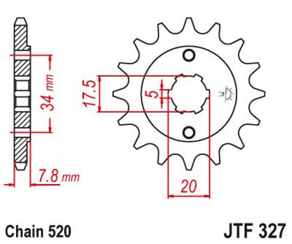 Pignon de sortie de boite Esjot pour Moto Honda 125 Vt C Shadow 1999 à 2008 14 dents pas 520 Neuf