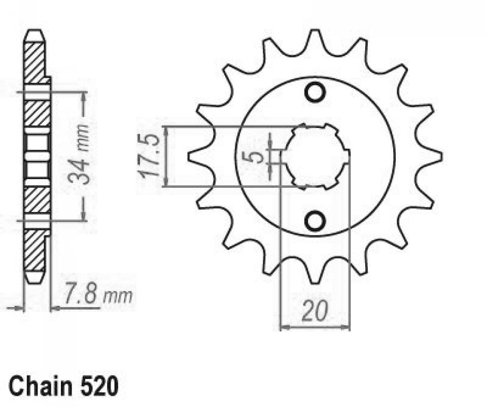 Pignon de sortie de boite Esjot pour Moto Honda 125 Vt C Shadow 1999 à 2008 14 dents pas 520 Neuf