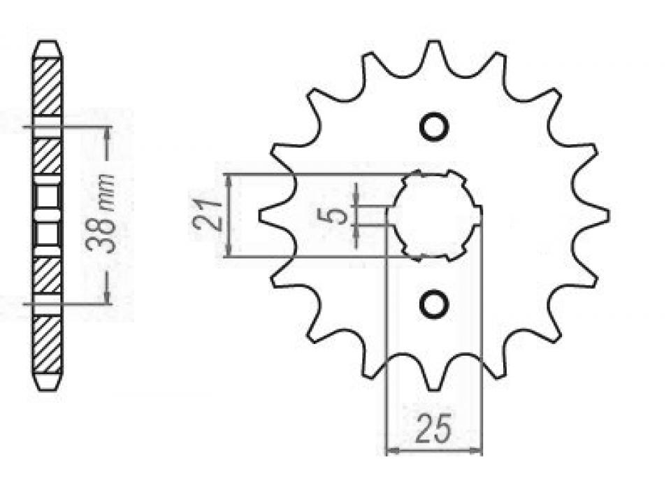 Pignon de sortie de boite Esjot pour Moto Sachs 125 Roadster V2 1999 à 2005 13 dents pas 520 Neuf
