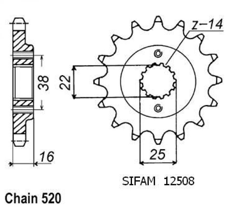 Pignon de sortie de boite Esjot pour Moto Ducati 750 Monster 1996 à 1999 15 dents pas 520 Neuf