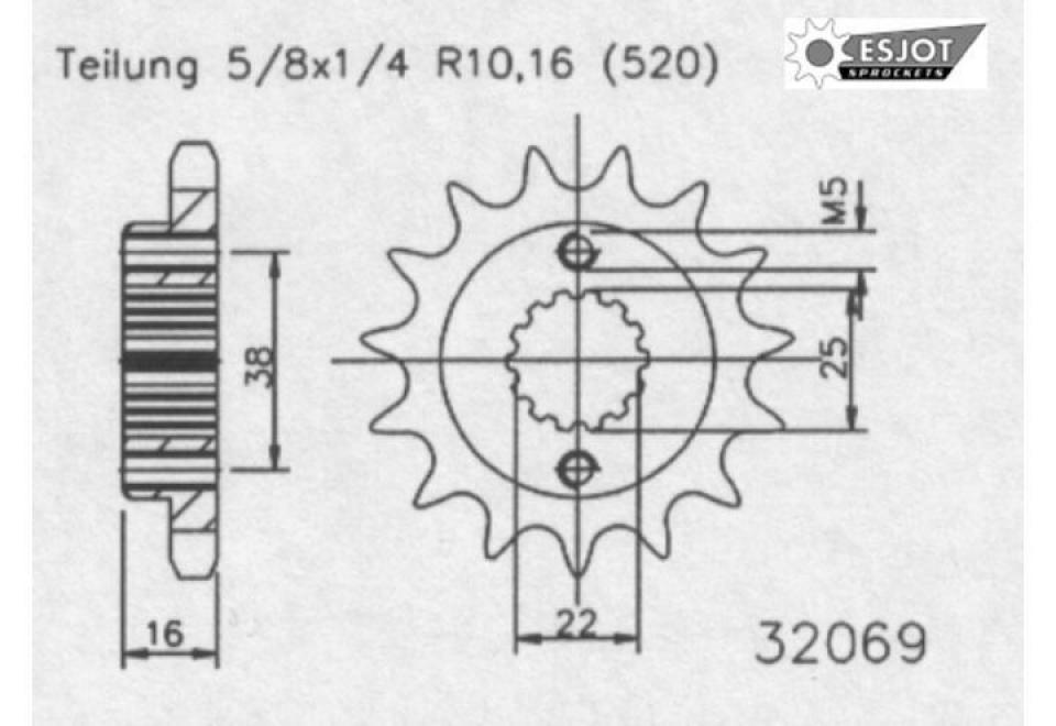 Pignon de sortie de boite Esjot pour Moto Ducati 851 Superbike 1988 à 1992 15 dents pas 520 Neuf