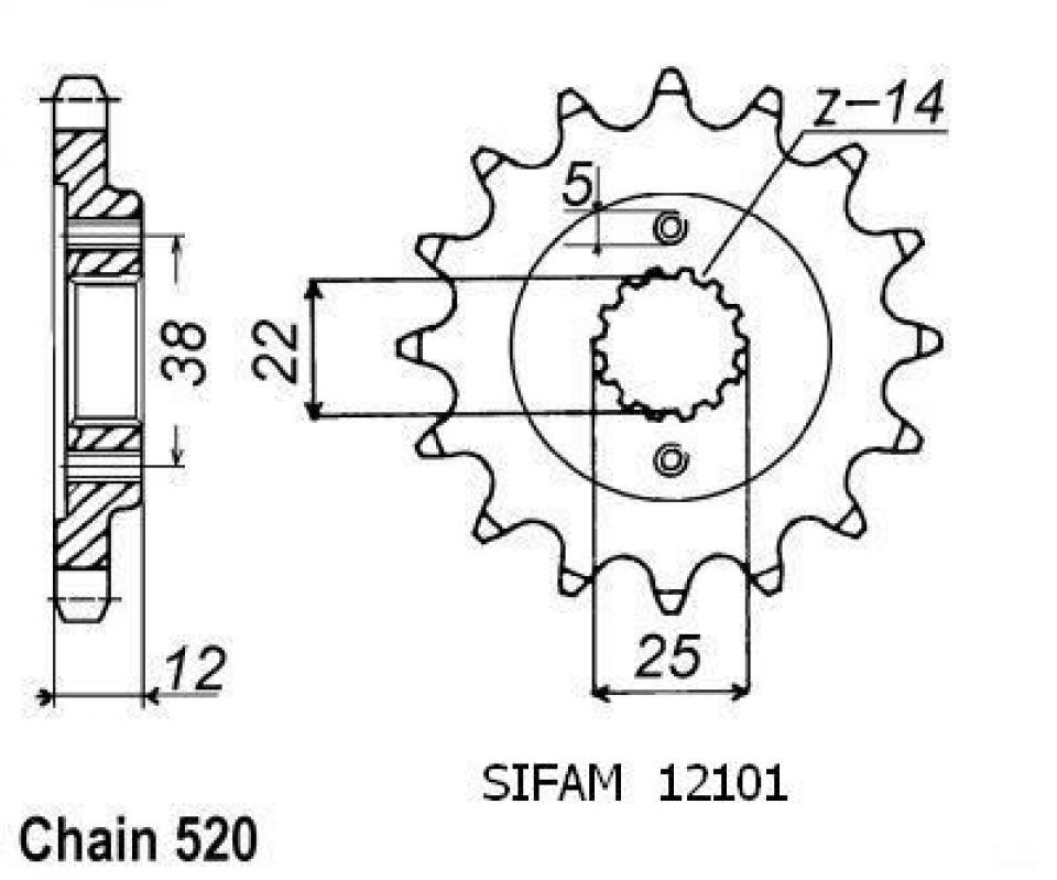 Pignon de sortie de boite Esjot pour Moto Ducati 750 Paso 1986 à 1992 15 dents pas 520 Neuf