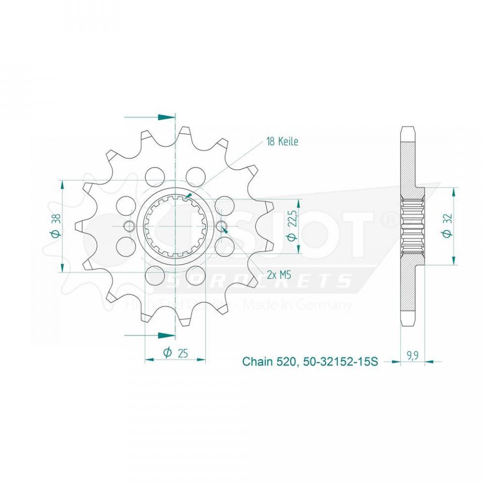 Pignon de sortie de boite Esjot pour Moto Husqvarna 449 SMR 2011 15 dents pas 520 Neuf