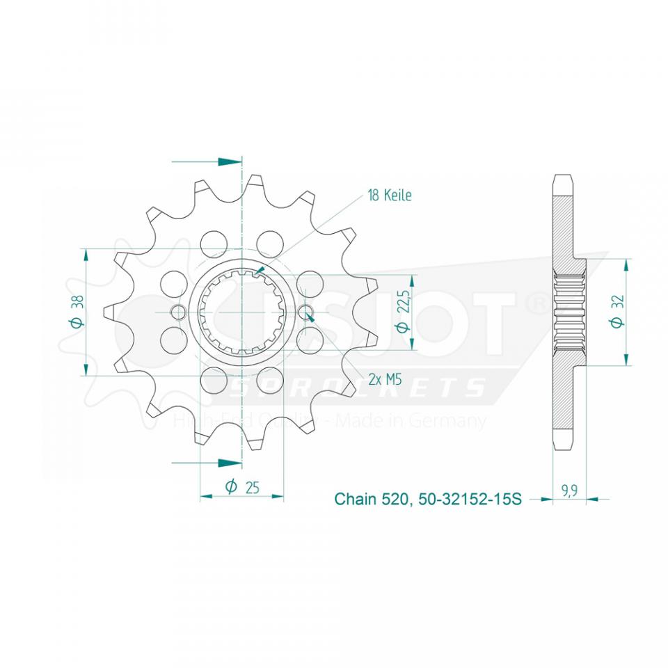 Pignon de sortie de boite Esjot pour Moto Husqvarna 449 SMR 2011 15 dents pas 520 Neuf