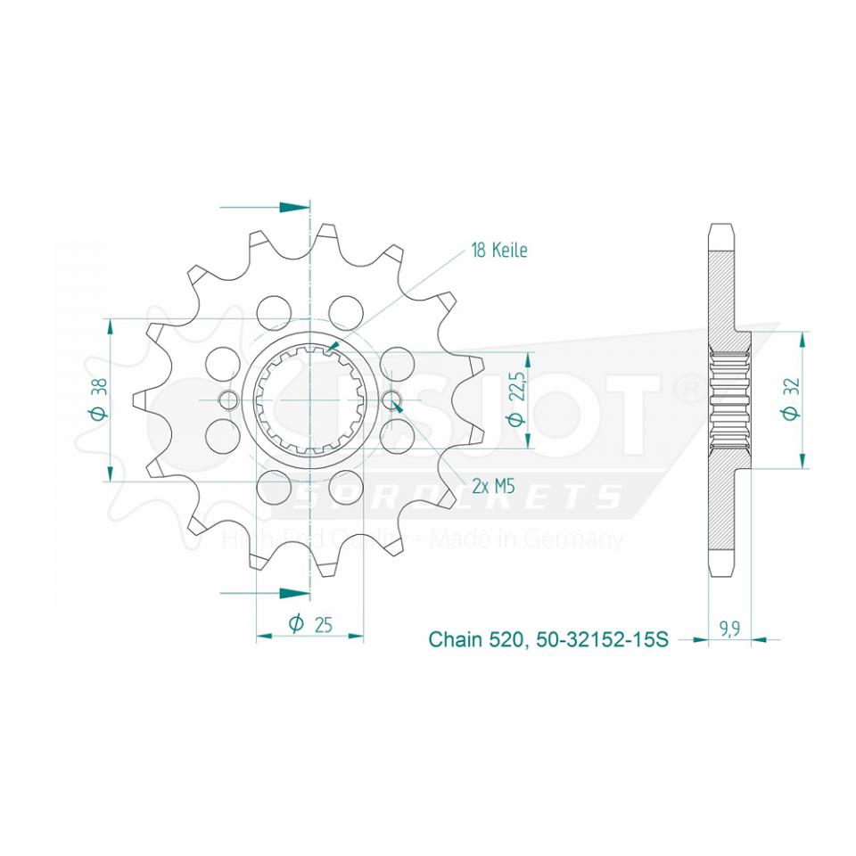 Pignon de sortie de boite Esjot pour Moto Husqvarna 449 SMR 2011 15 dents pas 520 Neuf