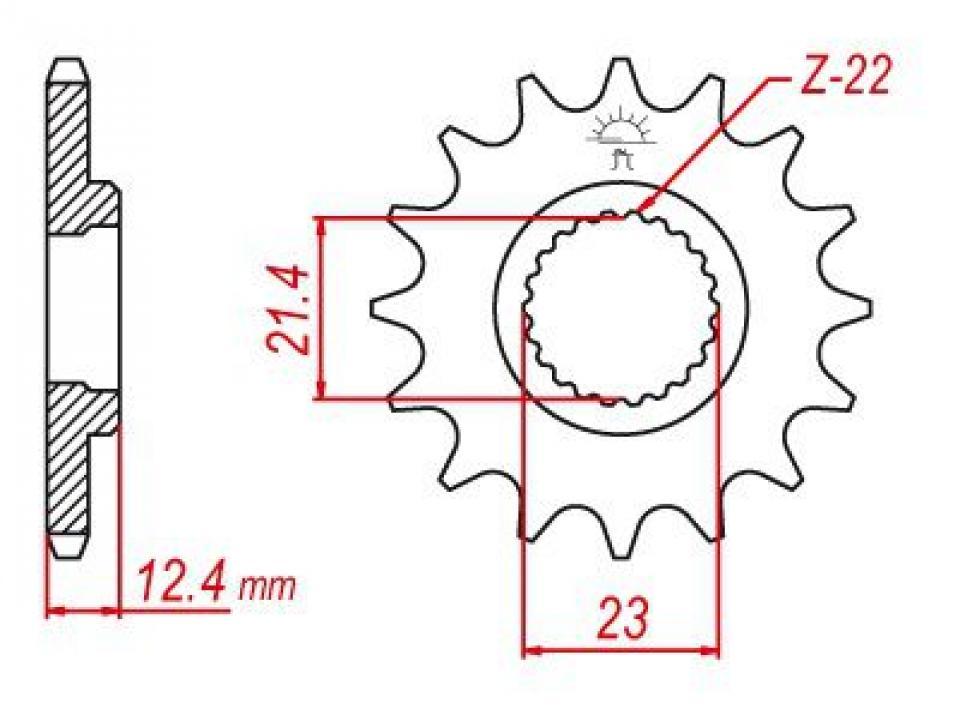 Pignon de sortie de boite Esjot pour Quad Yamaha 250 YFM R Raptor 2008 à 2013 14 dents pas 520 Neuf