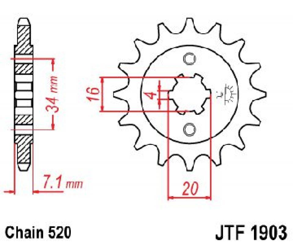 Pignon de sortie de boite Esjot pour Moto KTM 125 RC 2014 à 2019 14 dents pas 520 Neuf